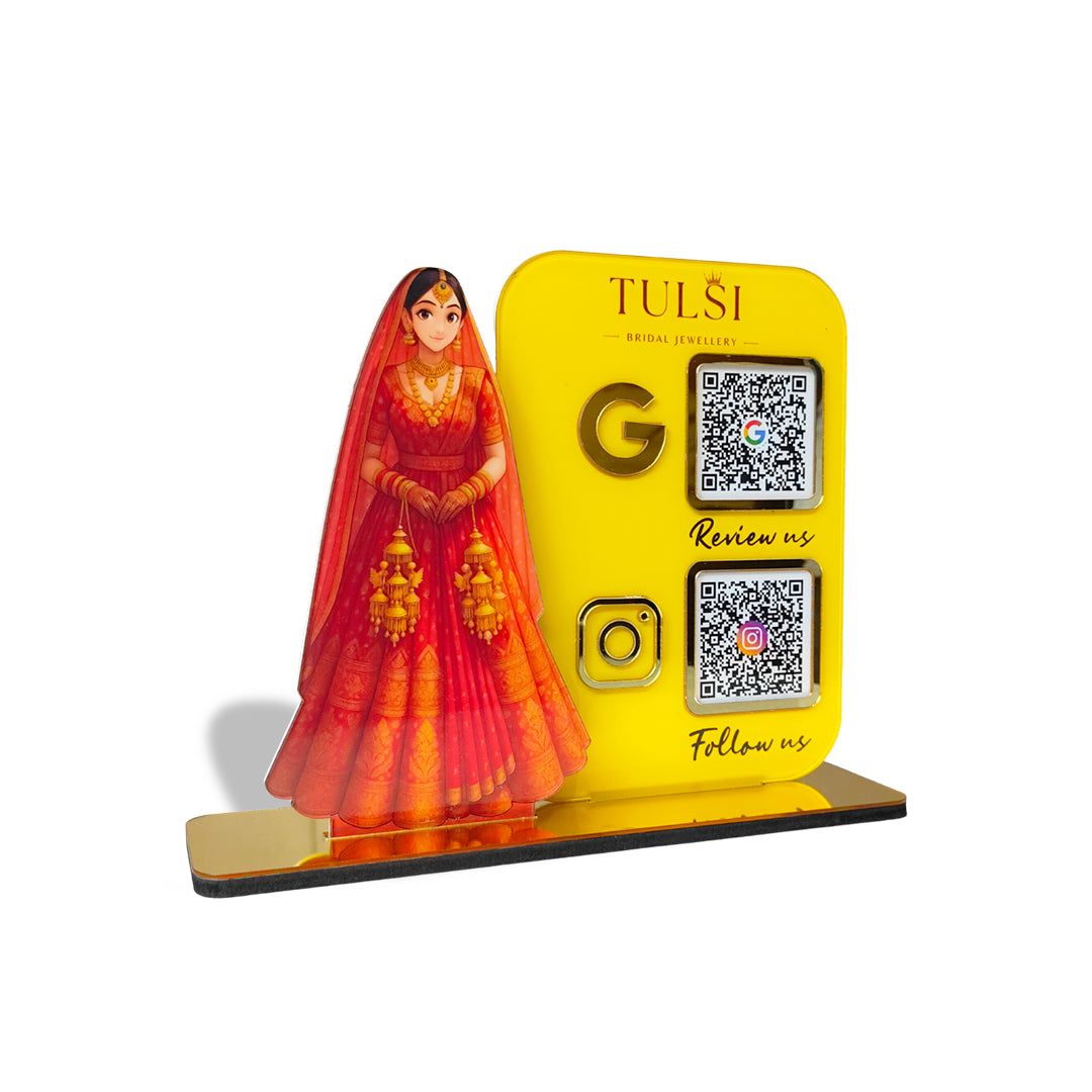 Bridal Cutout Smart NFC 2QR Standee - For Beauty Parlour & Garment Shop