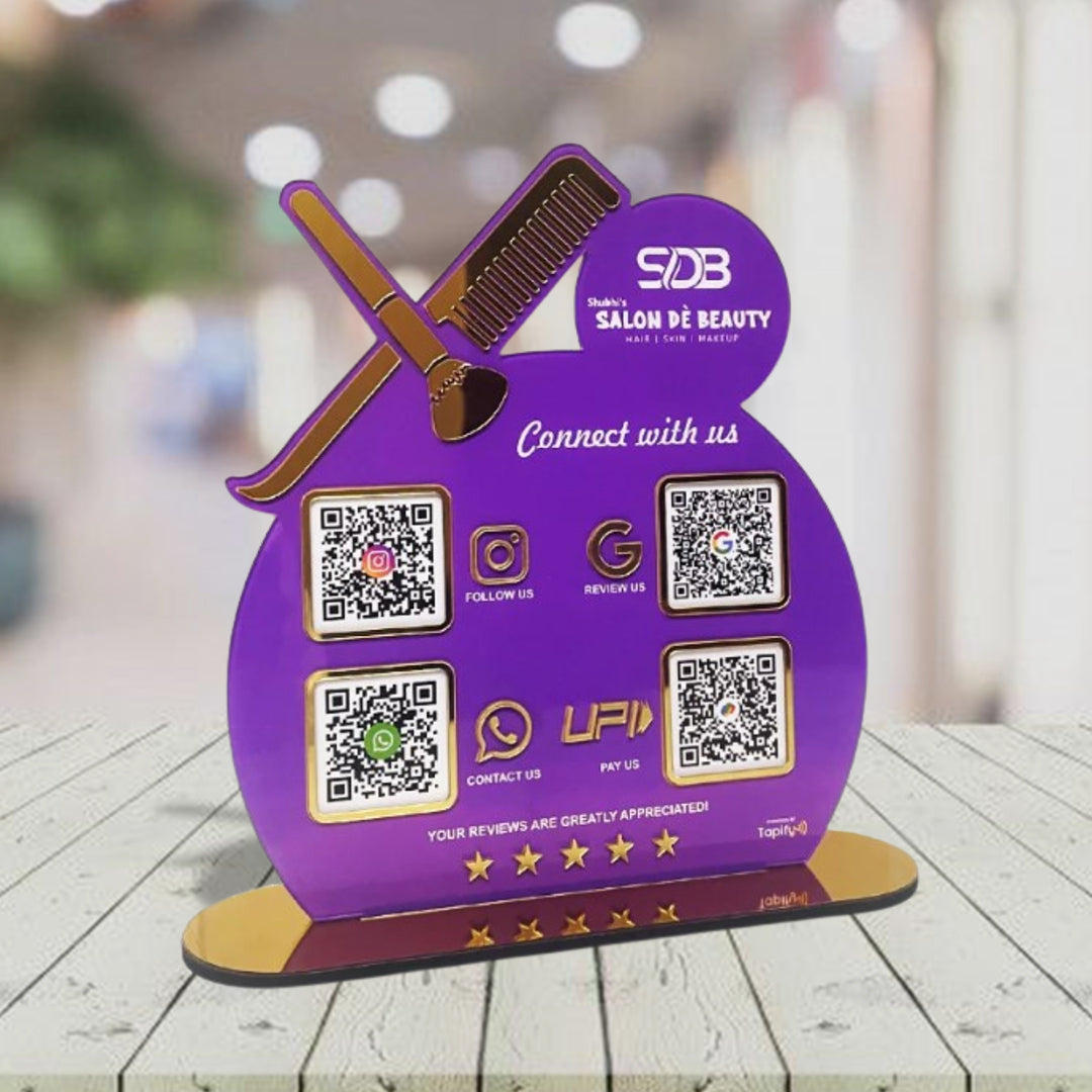 Smart NFC 4-in-1 Tabletop Standee For Salons & Beauty Parlours
