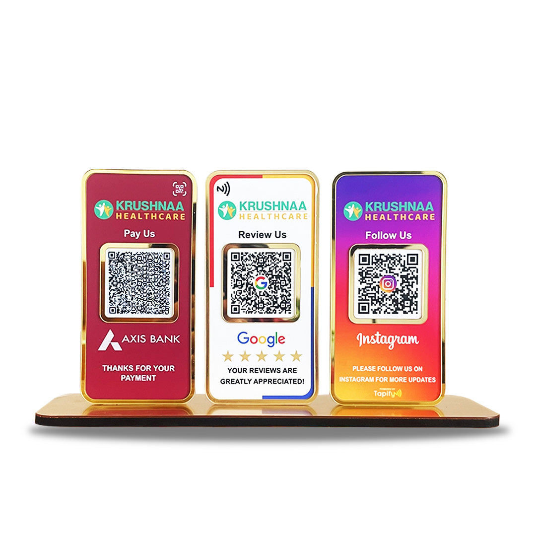 New Premium |Social Media Theme Edition | 3 in 1 Smart NFC Standee For- Bank, GR, IG