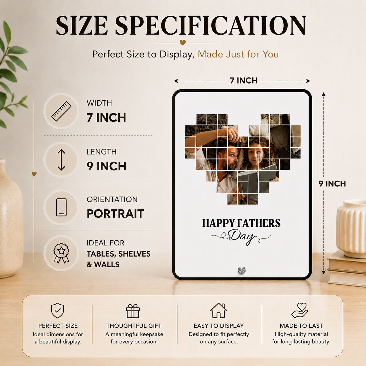 Custom Heart Collage Acrylic Photo Plaque for Dad