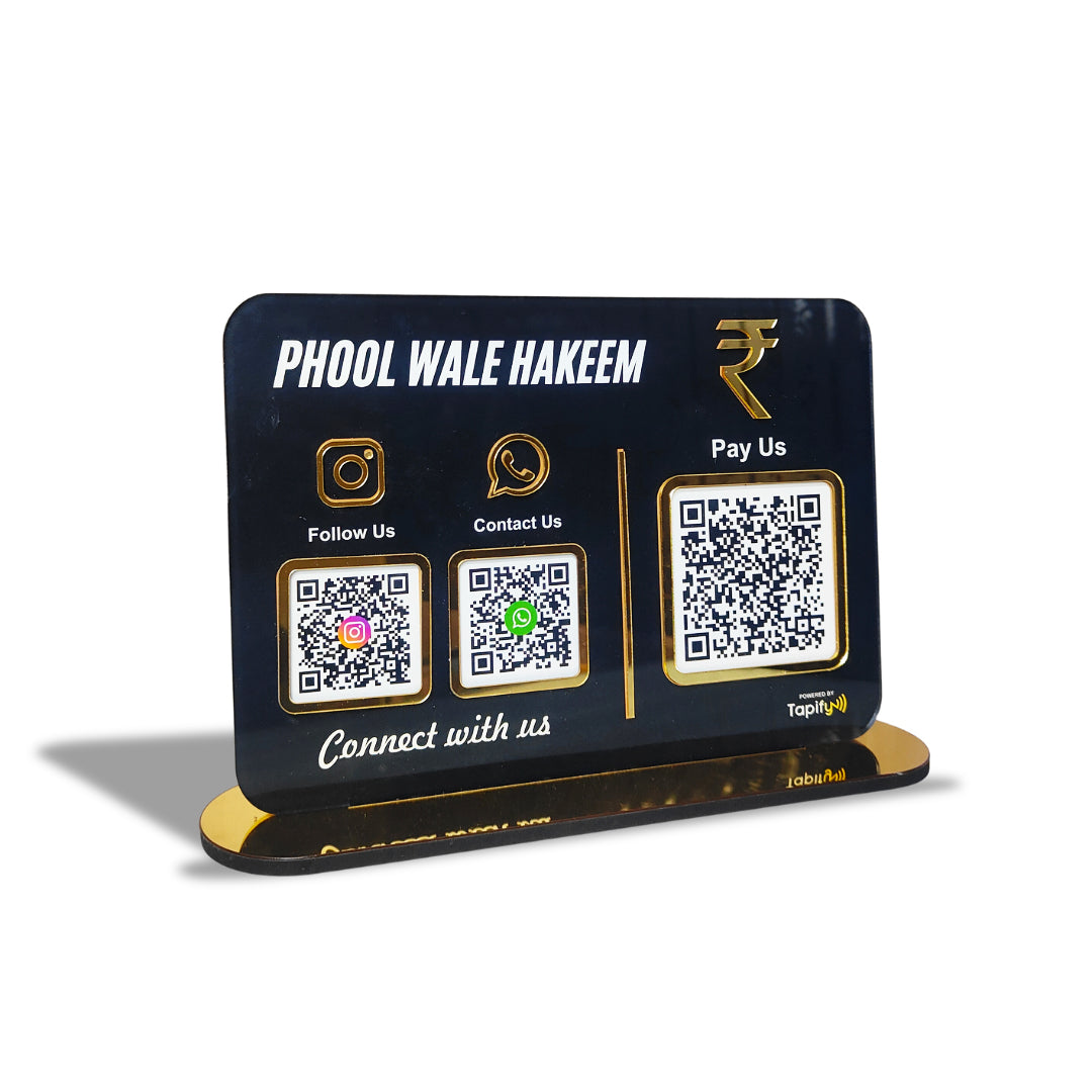 Big UPI + Social Media - Smart NFC 3-in-1 Table Top Standee | Black Colour