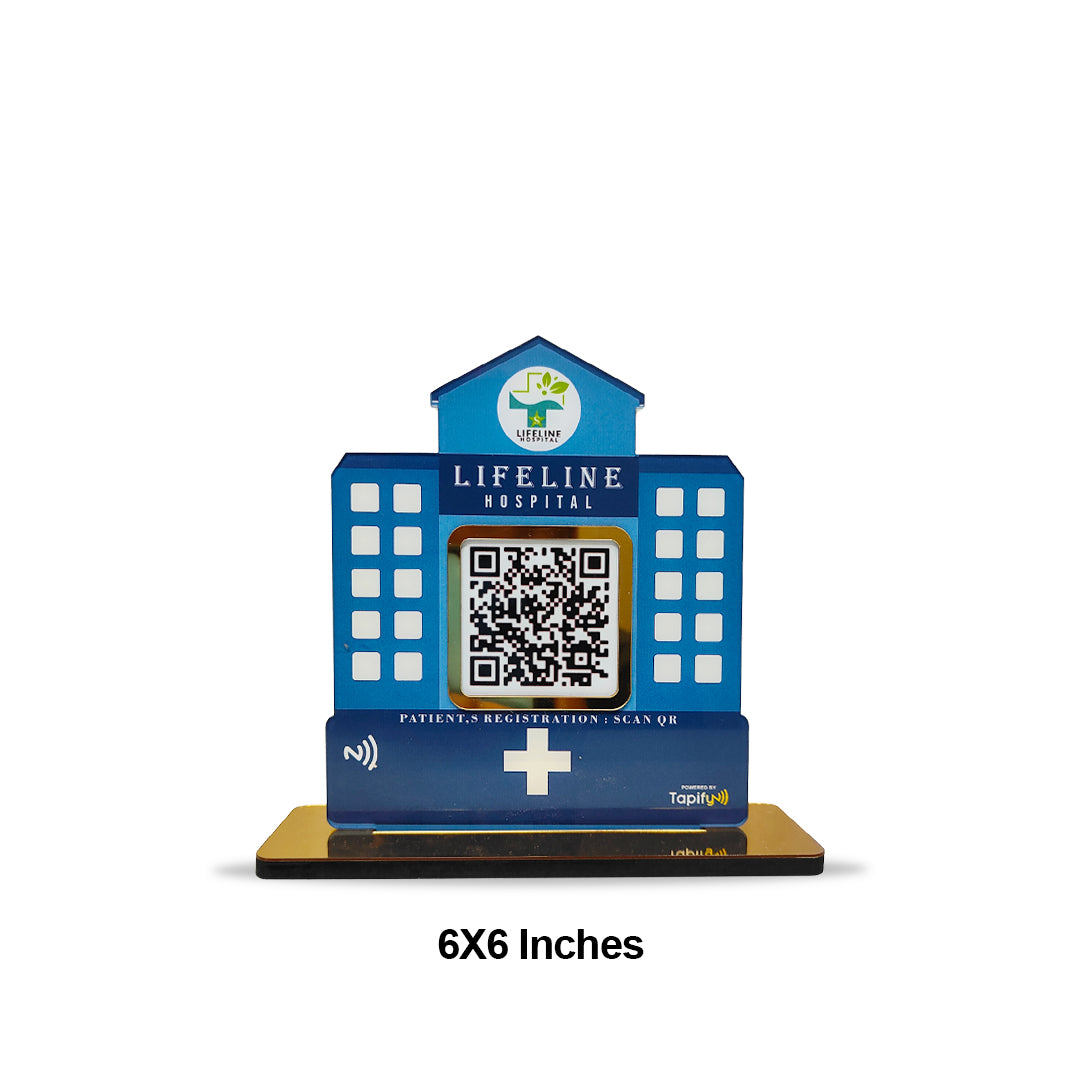 Hospital Shape Single QR Tabletop Standee