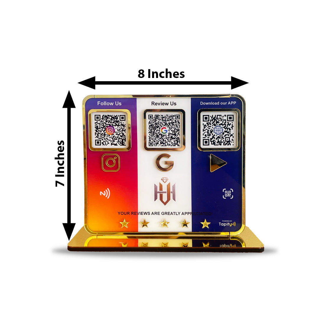 Premium Smart NFC 3-in-1 Table Top Standee - Instagram , Google , Playstore