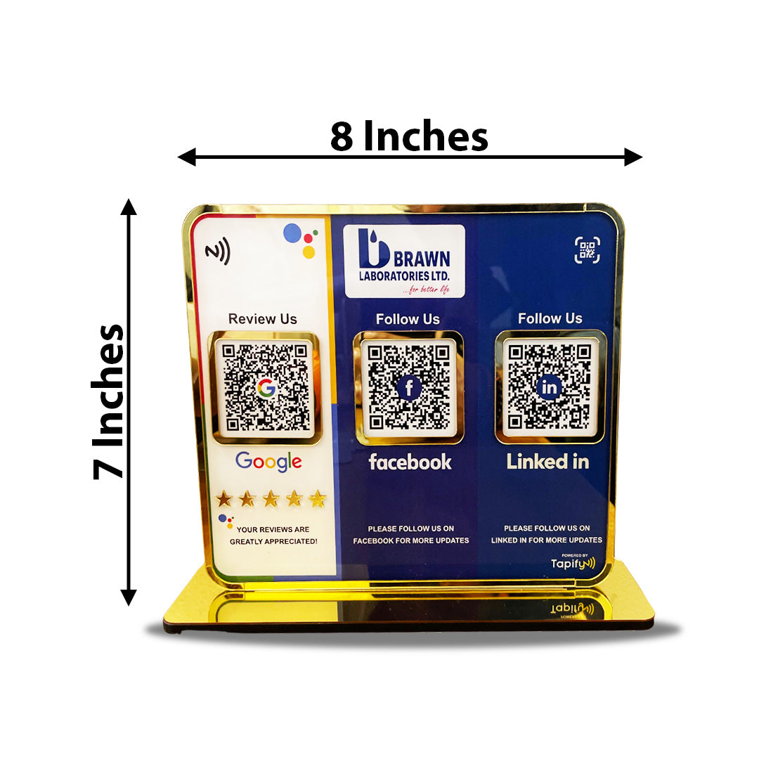 Premium Smart NFC 3-in-1 Table Top Standee - Google, Facebook, LinkedIn - Theme