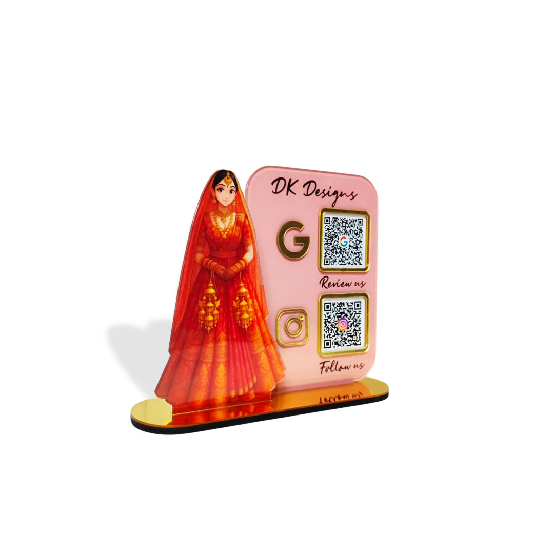 Bridal Cutout Smart NFC 2QR Standee - For Beauty Parlour & Garment Shop