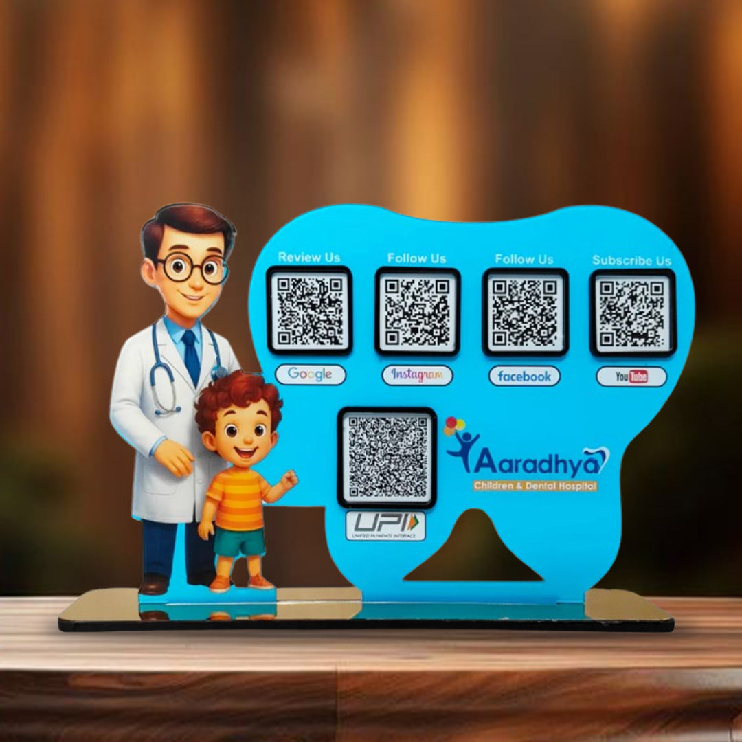 Doctor and Child Theme - Smart NFC 5-in-1 Table top Standee - For Pediatric and Dental Clinics