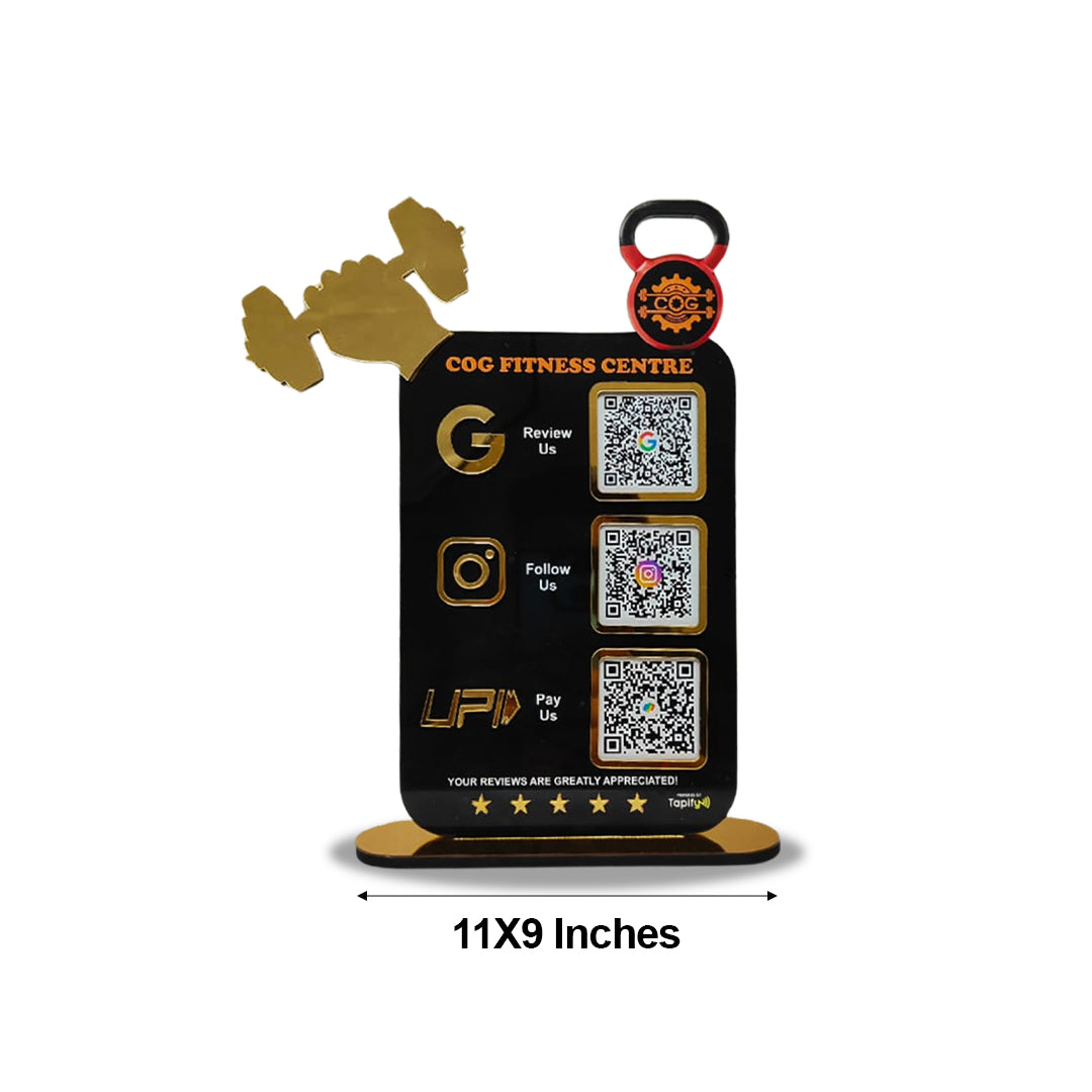 Gym Dumbbell Cutout - Smart NFC 3-in-1 Tabletop Standee - For Gyms