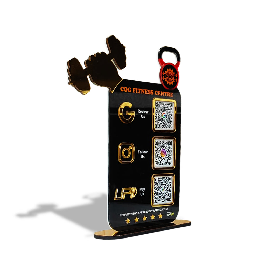 Gym Dumbbell Cutout - Smart NFC 3-in-1 Tabletop Standee - For Gyms