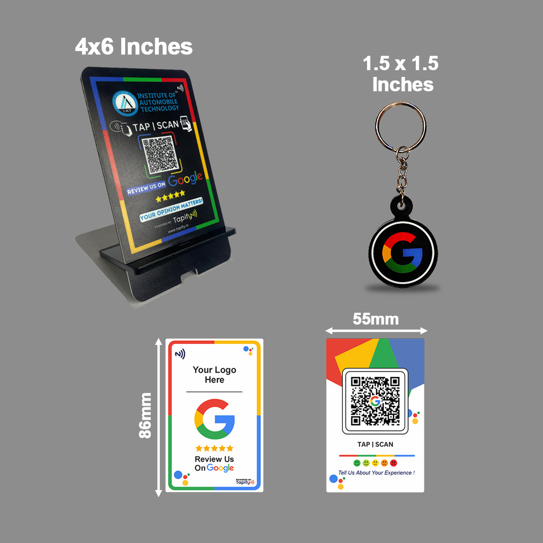 Tapify ReviewPro Kit - Slanting Style Standee + Card + Keyring (3 Products)