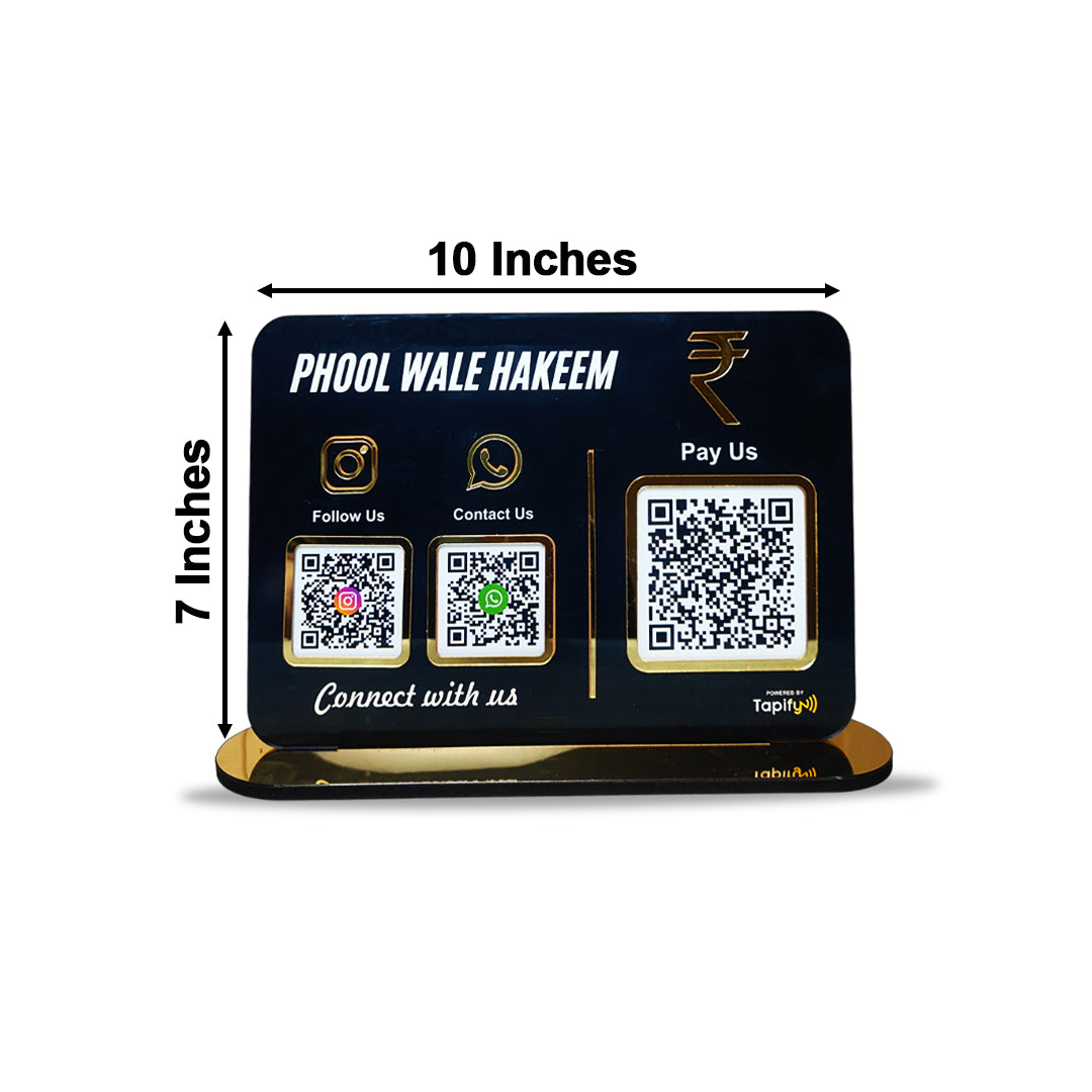 Big UPI + Social Media - Smart NFC 3-in-1 Table Top Standee | Black Colour