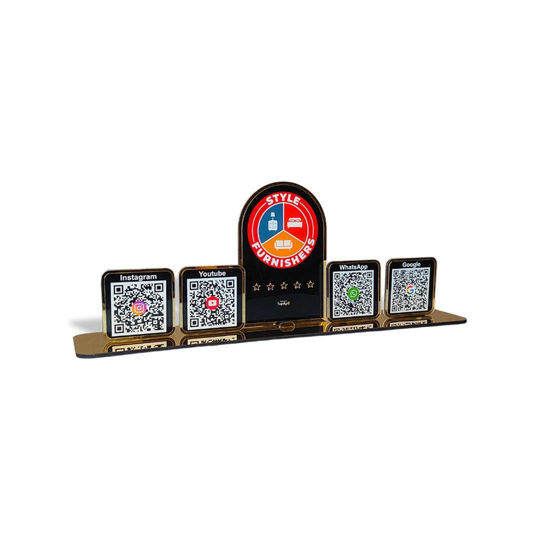 Digital Connect - Smart NFC 4 QR Tabletop Standee-Black Colour