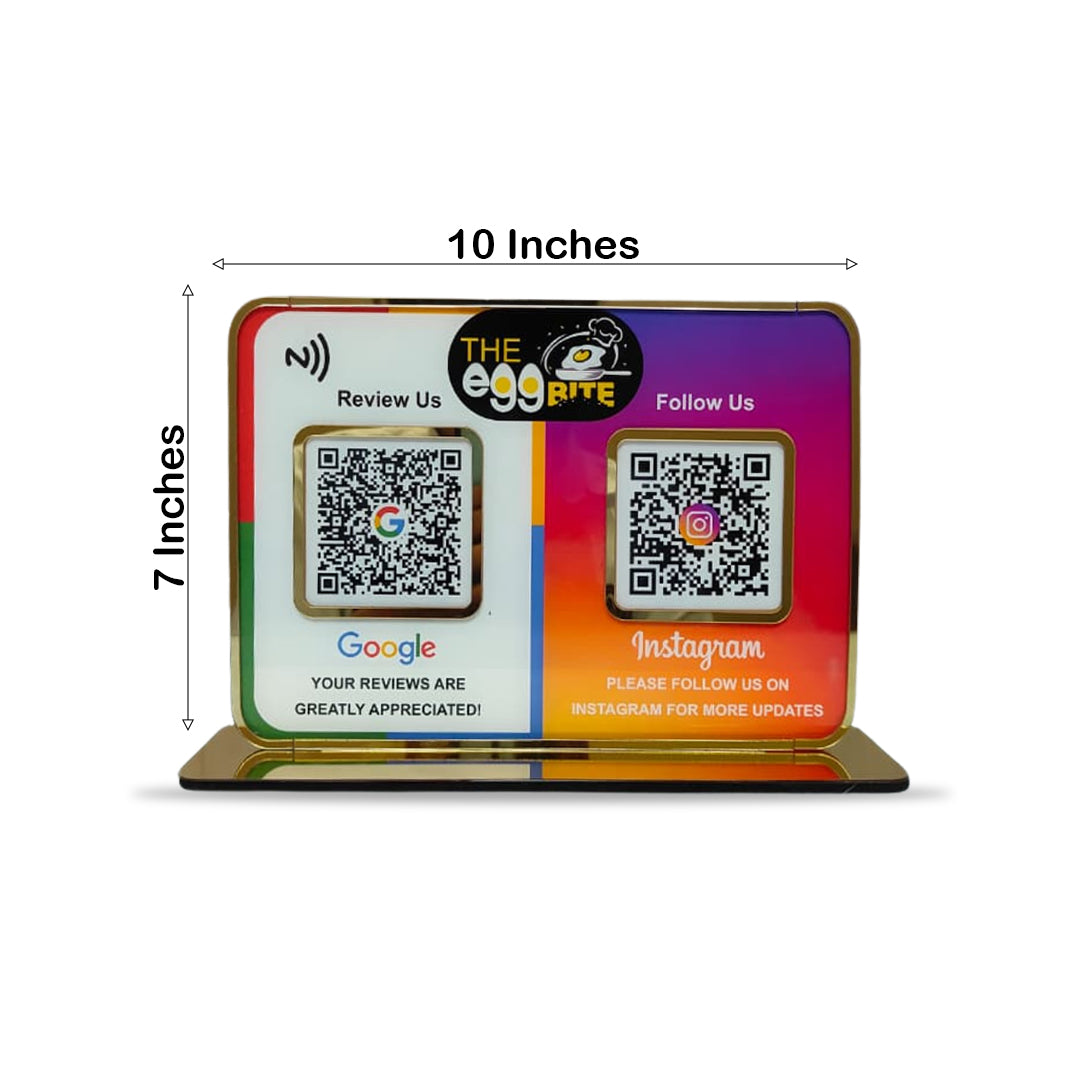 Review & Follow Panel-Big Size-Smart NFC 2-in-1 Premium Standee – Google & Instagram Theme