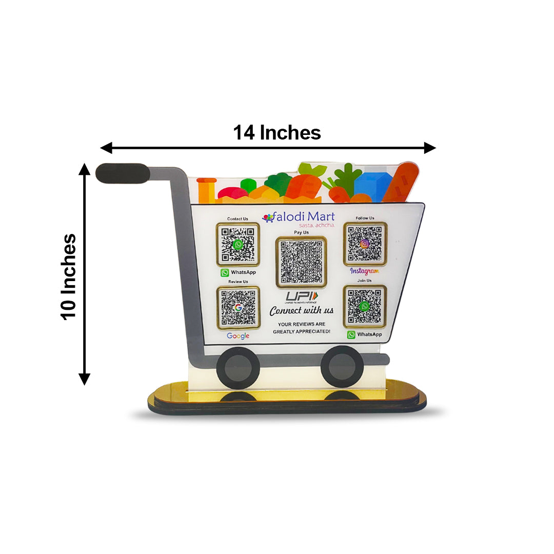 Big Size - Trolley Shaped - Smart NFC 5-in-1 Table Top Standee | For Supermarket