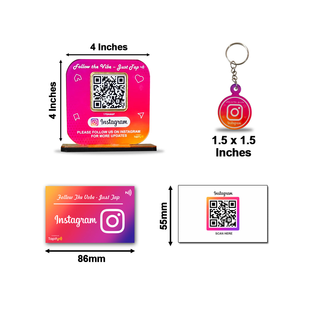 Tapify Mini InstaPro Kit - Standee + Card + Keyring (3 Products) | No Customization