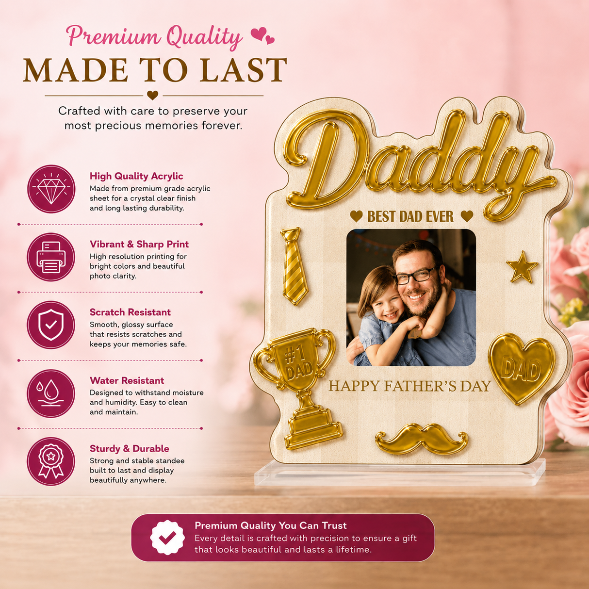 Best Dad Ever Personalized Photo Standee Decoration