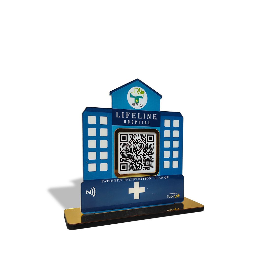 Hospital Shape Single QR Tabletop Standee