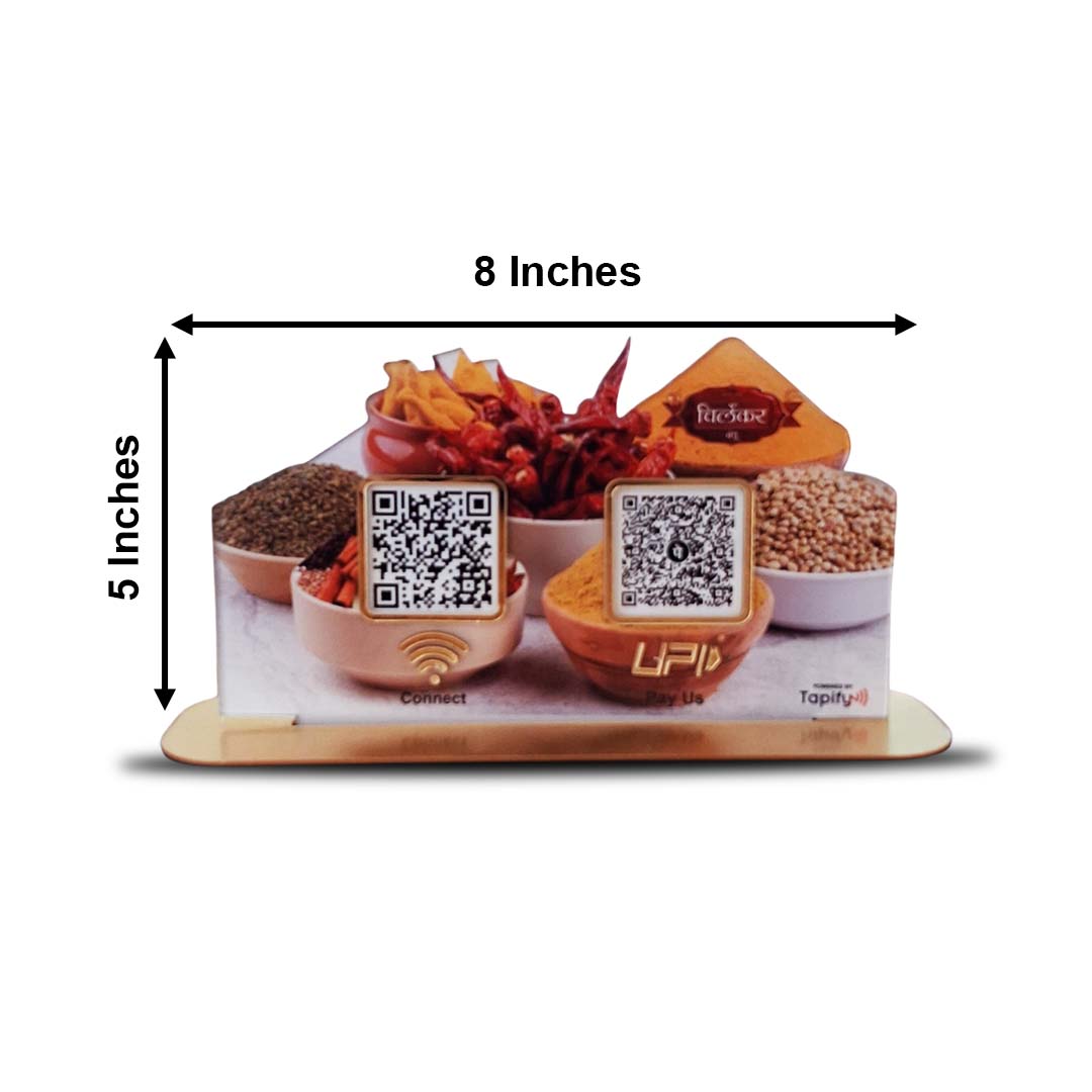 Spices Cutout Shaped 2QR Table Top Smart NFC Standee