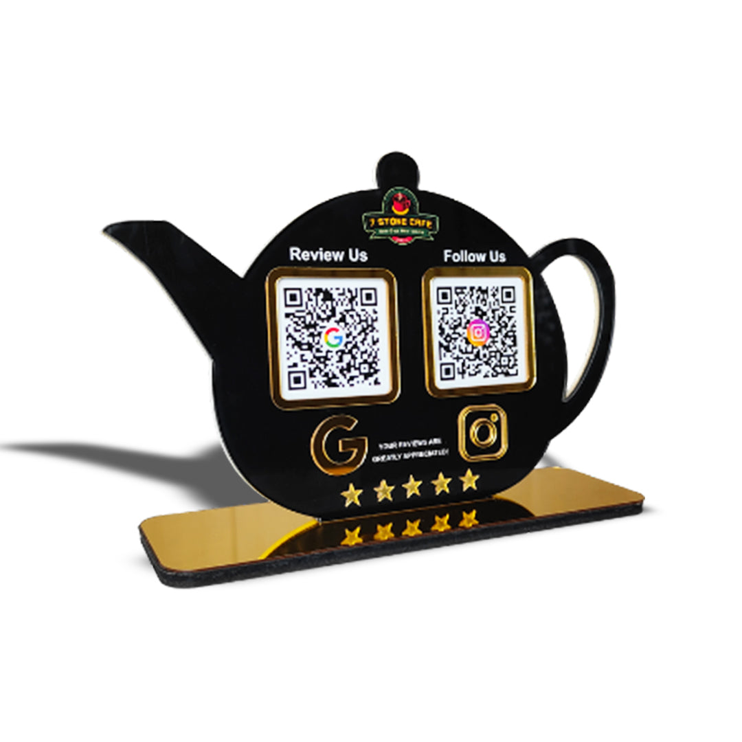 Kettle Shaped - Smart NFC 2-in-1 Tabletop Standee - Black Colour