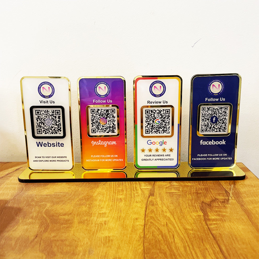 New Premium |Social Media Theme Edition | 4 in 1 Smart NFC Standee For- Website, Instagram, Google & FB