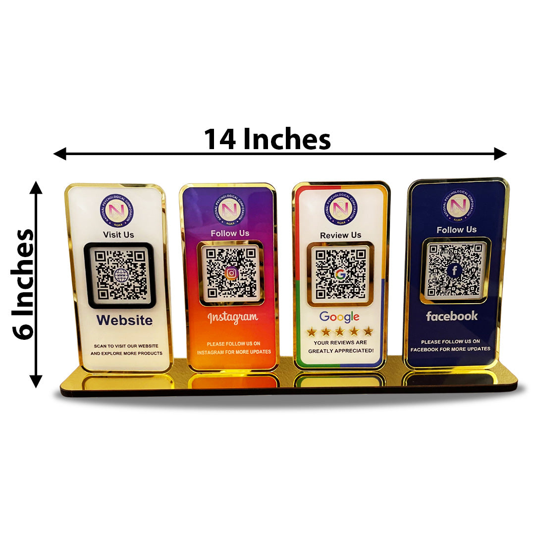 New Premium |Social Media Theme Edition | 4 in 1 Smart NFC Standee For- Website, Instagram, Google & FB