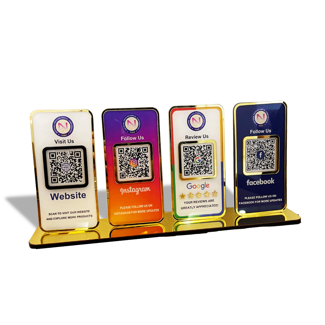 New Premium |Social Media Theme Edition | 4 in 1 Smart NFC Standee For- Website, Instagram, Google & FB