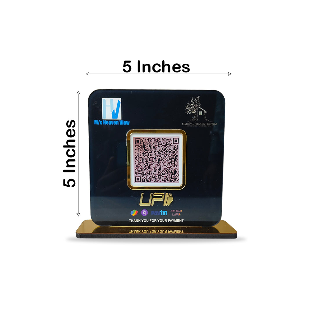 UPI Payment - 1 QR Table Top Standee - Black colour ( Without NFC )