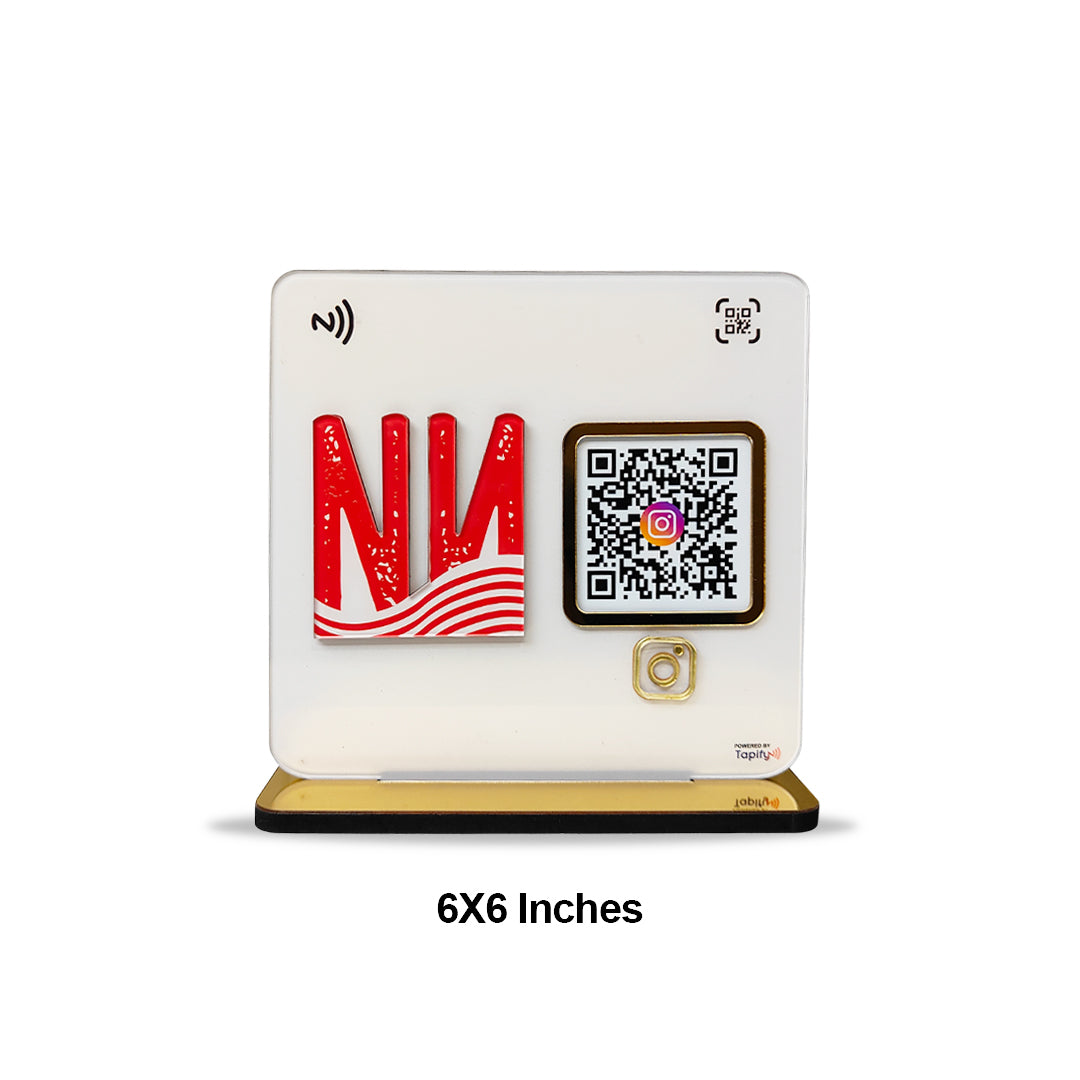 Instagram Feedback - Smart NFC 1 QR Table Top Standee - With 3D Acrylic Logo