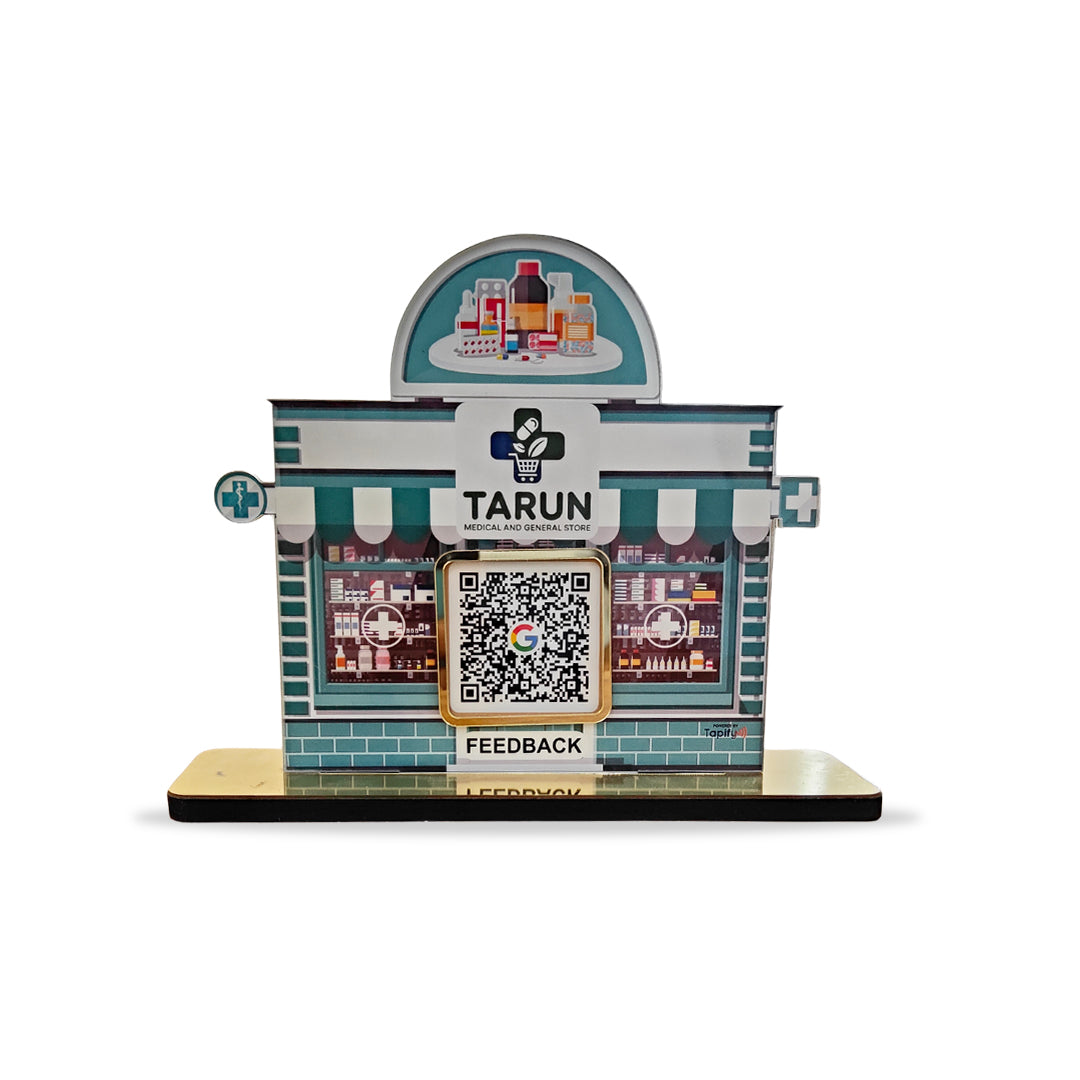 Smart Pharmacy Single QR - Tabletop Standee - For Medical Store