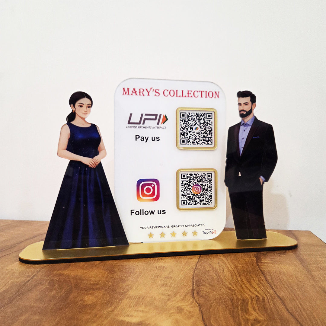 Girl & Man Cutout Smart NFC 2 in 1 Standee - For Garment Shop