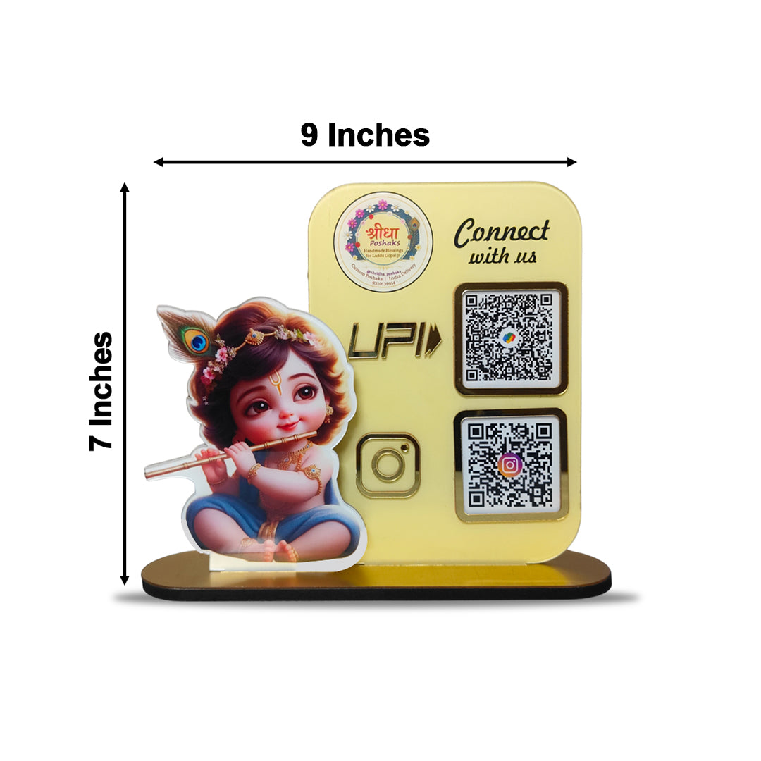 Krishna Ji Cutout Smart NFC 2QR Standee - For Laddu Gopal Clothes Store