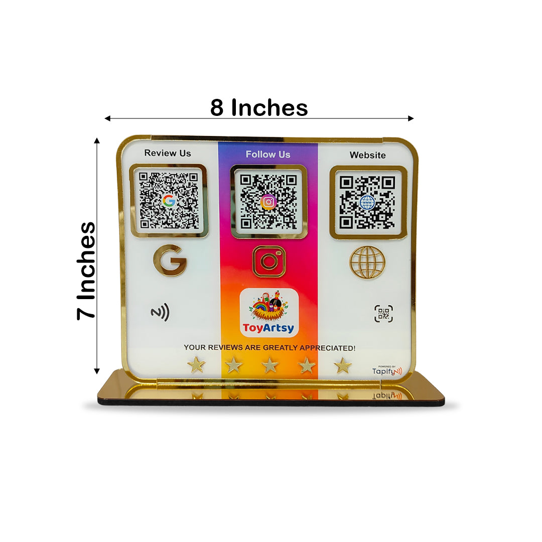 Premium Smart NFC 3-in-1 Table Top Standee - Native Background Edition - Google,Instagram,Website