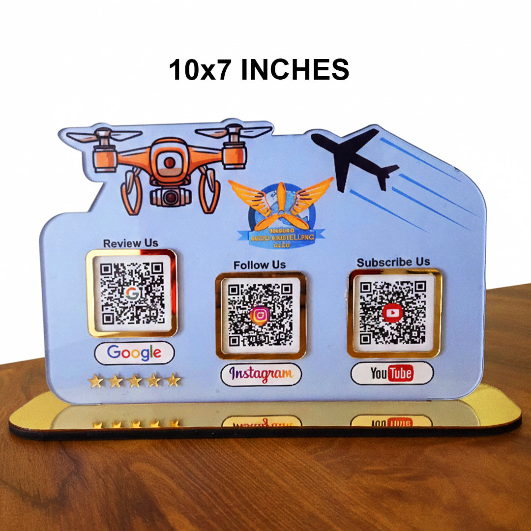 Drone Cutout Shaped Smart NFC 3-in-1 Tabletop Standee