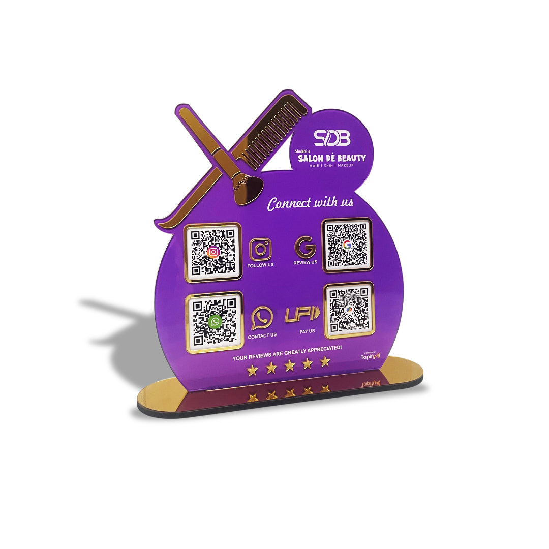 Smart NFC 4-in-1 Tabletop Standee For Salons & Beauty Parlours