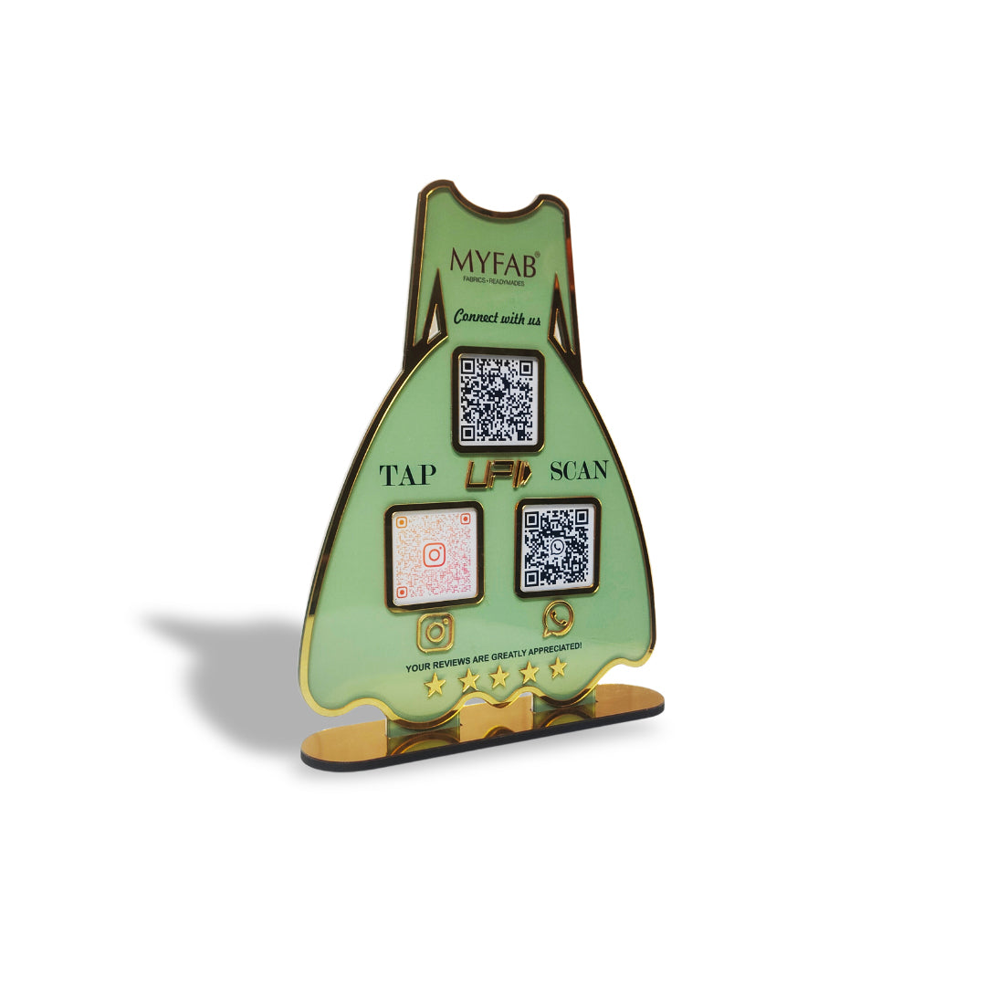 Ladies Gown NFC 3-in-1 Tabletop Standee – For Boutiques & Garment Shops