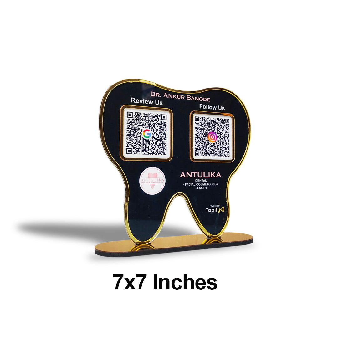 Dental Tooth Shaped Smart NFC 2-in-1 Standee - For Dentists | Black Colour