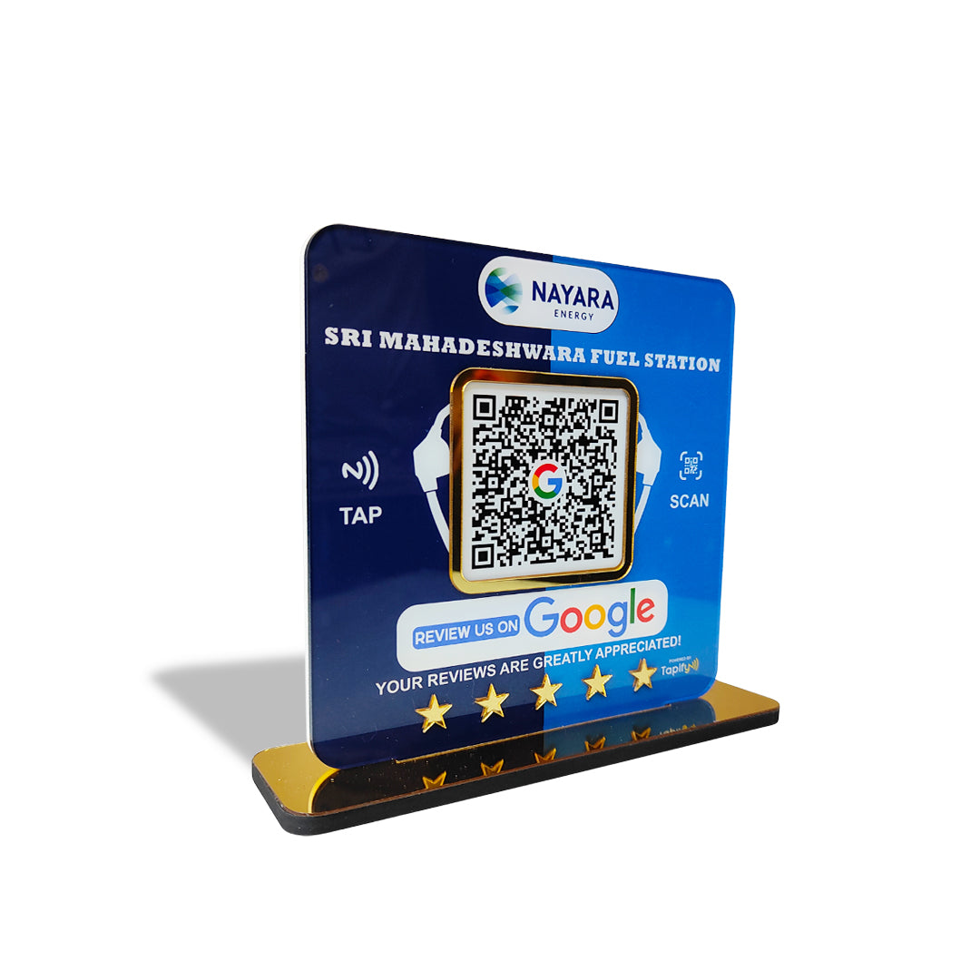 Smart NFC 1 QR Table top Standee - Petrol Pump Background Edition