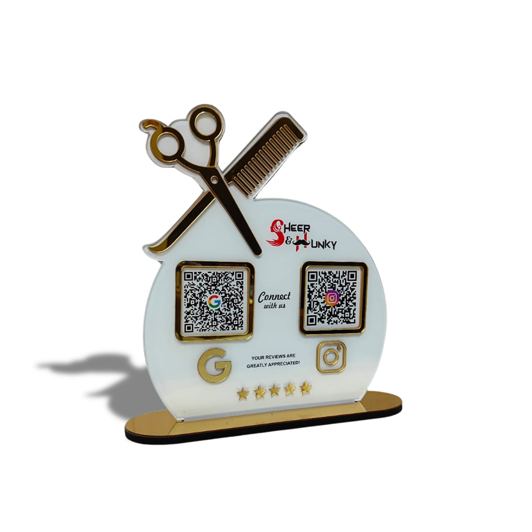 Smart NFC 2-in-1 Tabletop Standee For Salons & Beauty Parlours |White Colour