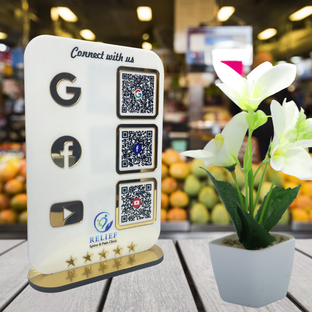 Smart NFC 3-in-1 Standee | White Colour | Portrait Style