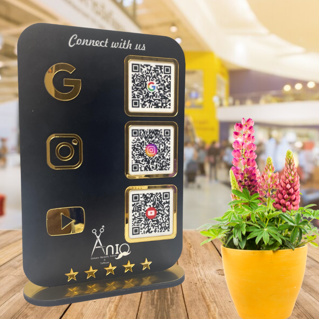 Smart NFC 3-in-1 Standee | Black Colour | Portrait Style