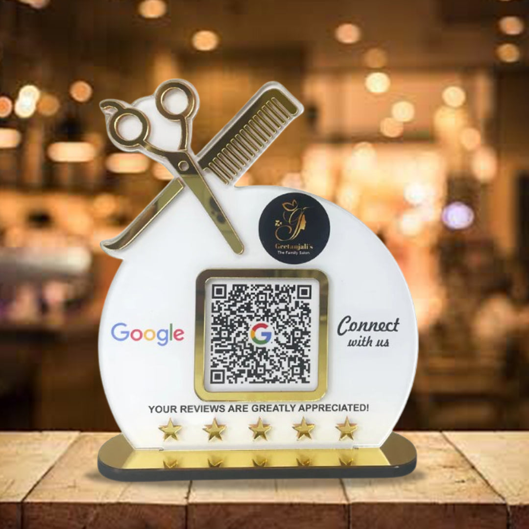 Smart NFC Single QR Tabletop Standee For Salons & Beauty Parlours