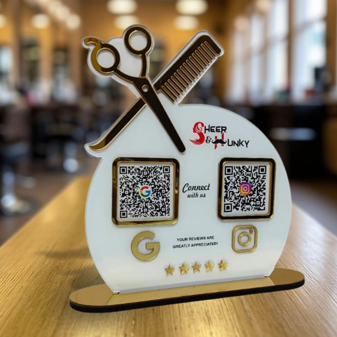 Smart NFC 2-in-1 Tabletop Standee For Salons & Beauty Parlours |White Colour