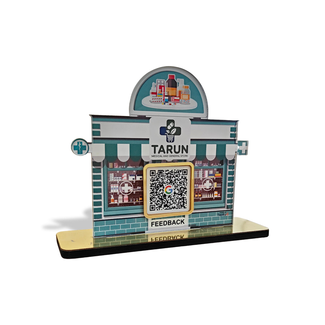 Smart Pharmacy Single QR - Tabletop Standee - For Medical Store