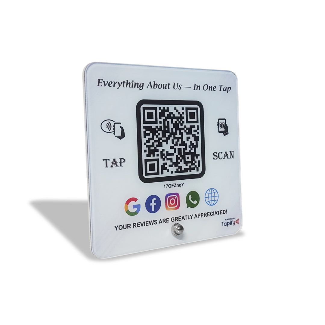 Tapify Mini – All-in-One Standee (Fixed Design, Your Links Added)