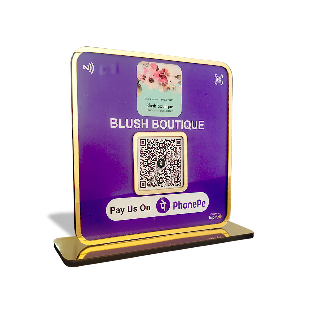 Premium Square Shaped - 1 QR Table Top Standee - without NFC