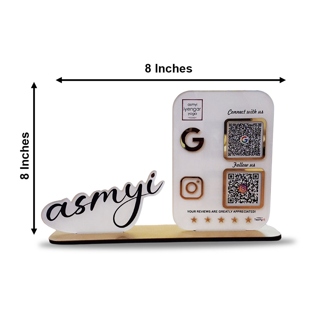 Separate Logo Cutout Shaped 2QR Table Top Smart NFC Standee