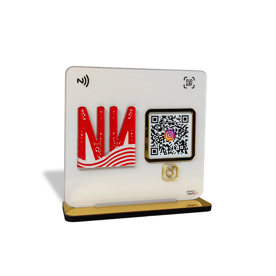 Instagram Feedback - Smart NFC 1 QR Table Top Standee - With 3D Acrylic Logo