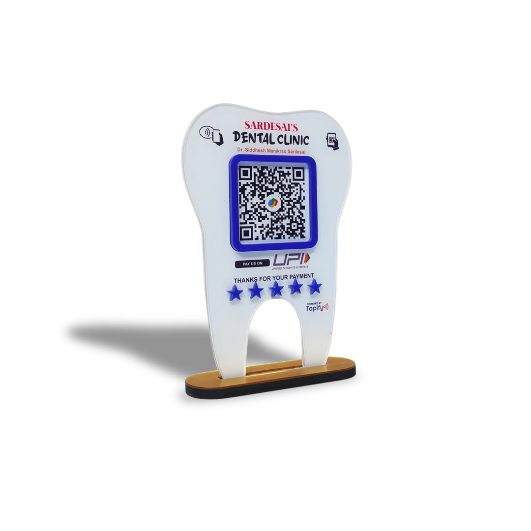 Dental Tooth Shaped UPI Payment Standee - For Dentists ( Without NFC )