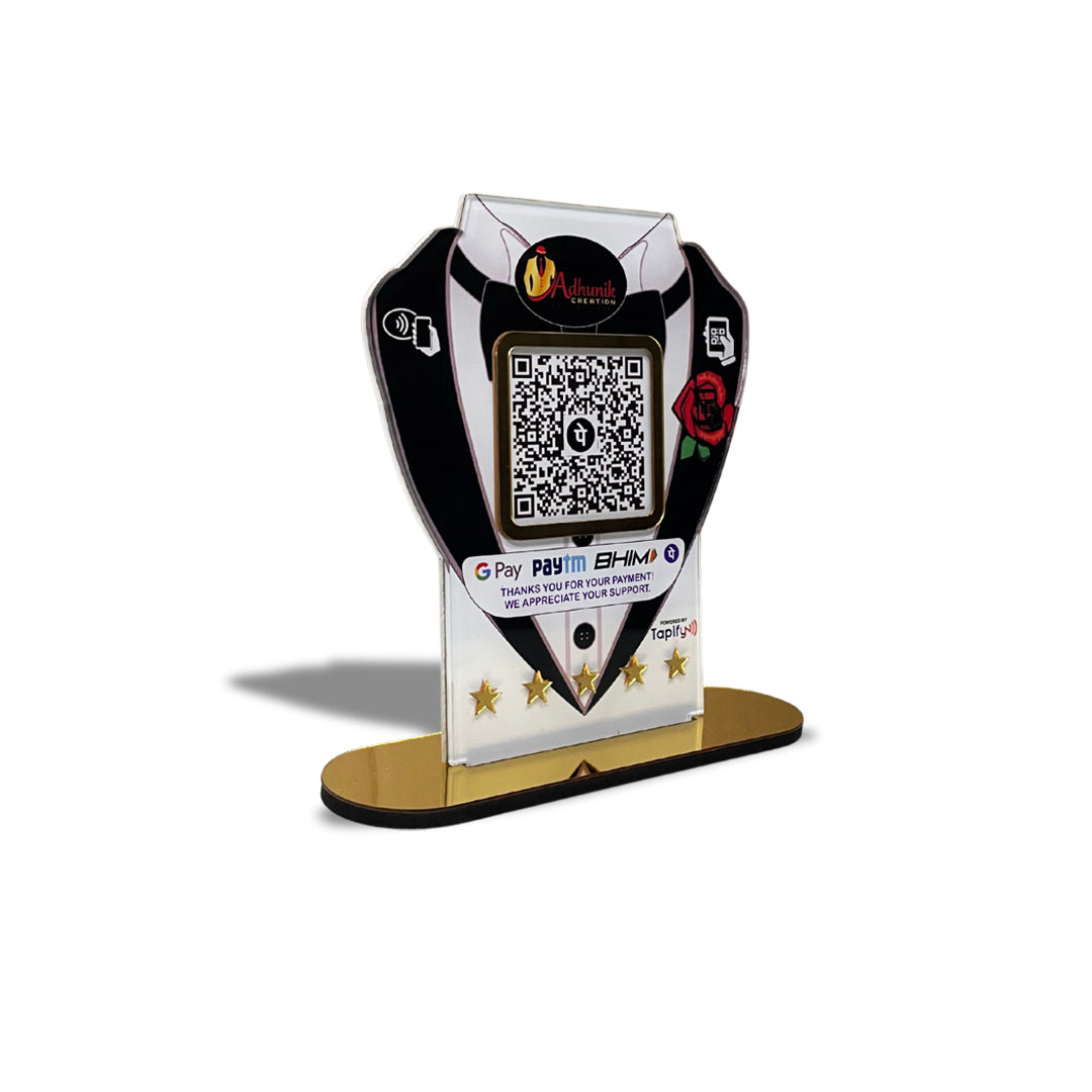 Men's Suit Shaped - Smart NFC - 1QR - Table Top Standee