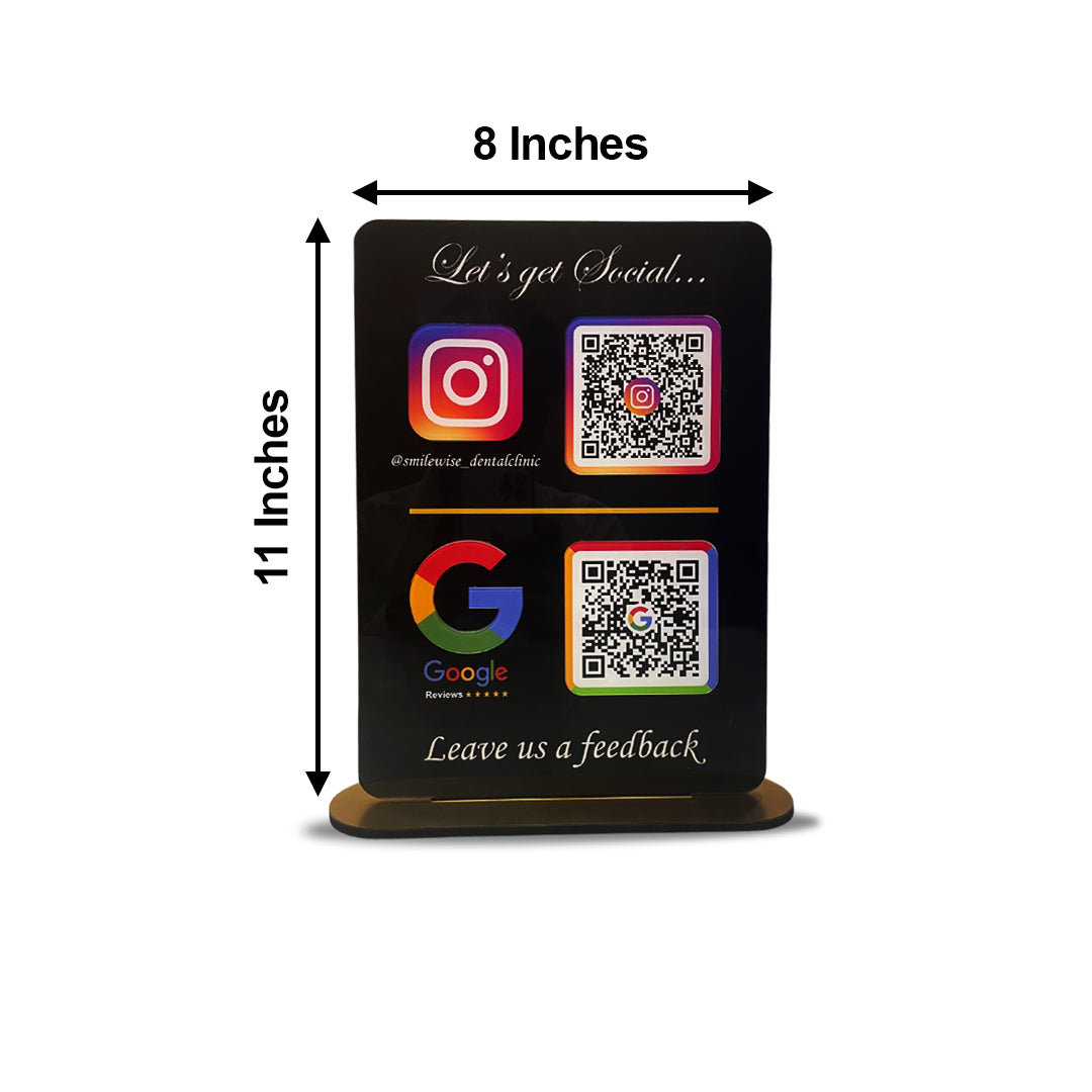 Vogue Series – Big Size Smart NFC 2-in-1 Standee With 3D Cut Acrylic QR & Icons