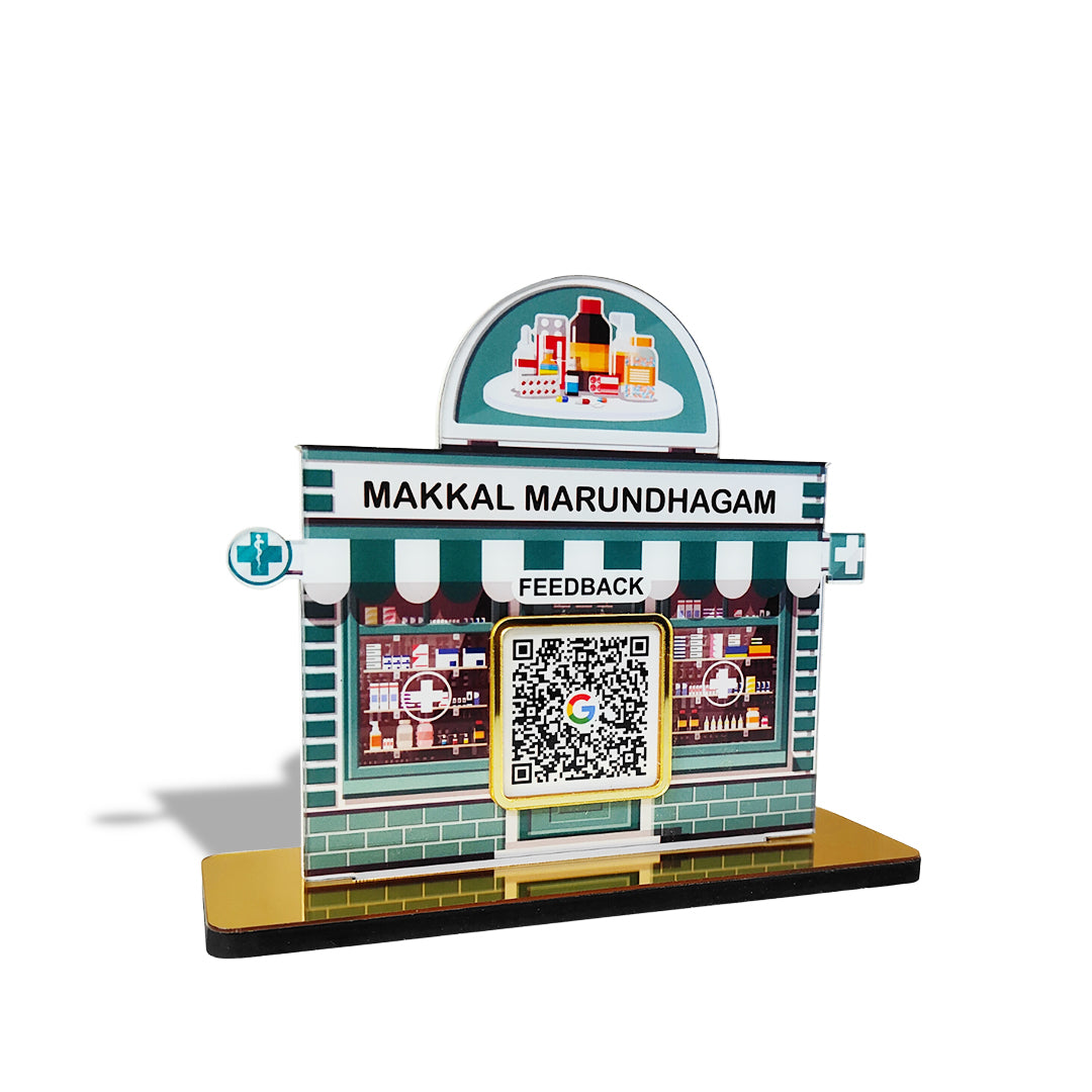 Smart Pharmacy Single QR - Tabletop Standee - For Medical Store